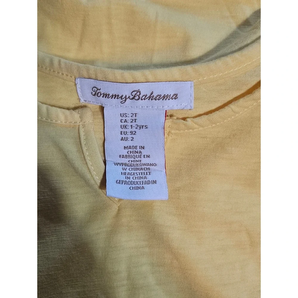 🩵Tommy Bahama Girls Yellow Slub Tunic Top Tassel Drawstring Size 2T🩷 - Picture 4 of 5